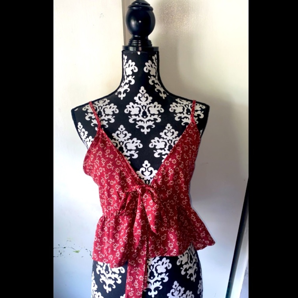 Floral Print Zaful Tie-Front Top